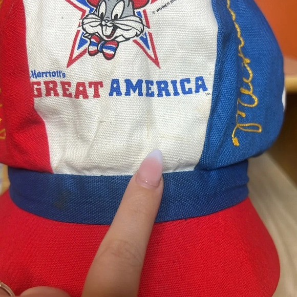 1970s Vintage Bugs Bunny Great America Six Flags Patriotic Souvenir Engineer Hat - Picture 14 of 16